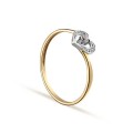 Anel em ouro bicolor 9 kt com coração e zircónia