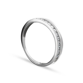 Anillo de oro blanco 9 KT con tira y circonita