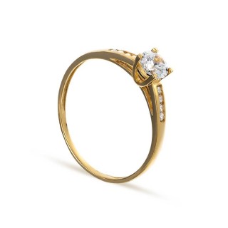 Anillo solitario de oro amarillo 9 KT con circonita