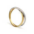 Anel em ouro bicolor 9 kt com aro duplo