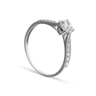Anel em ouro branco 9 kt zircónias