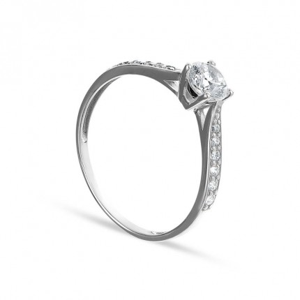 Anel em ouro branco 9 kt zircónias