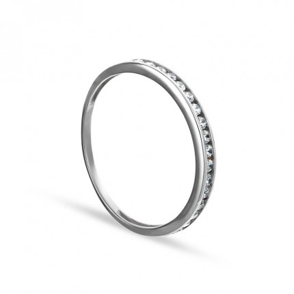Anel em ouro branco 9 kt de zircónias