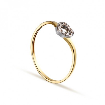 Anillo de oro bicolor 9 KT con corazón de circonita