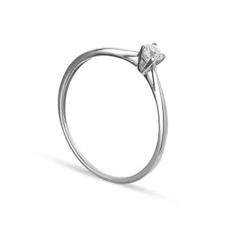 Anillo solitario de oro blanco 9K
