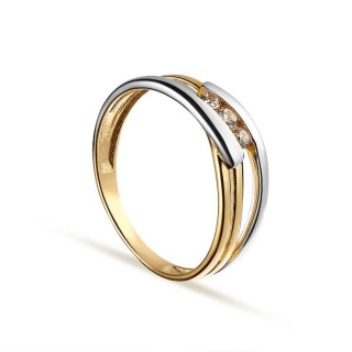 Anillo de oro bicolor 9K con circonitas