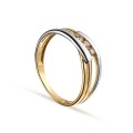 Anel em ouro bicolor 9 kt 3 zircónias