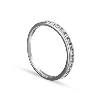 Media alianza de oro blanco 9 KT con circonita