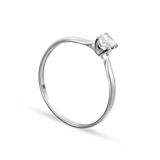 Anillo solitario de oro blanco 9 KT con circonita de 0,3 mm