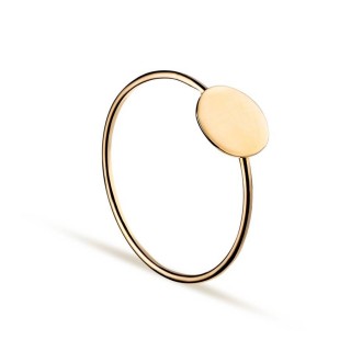 Anel em ouro amarelo 9 kt com chapa redonda