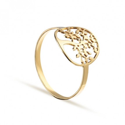Anel em ouro amarelo 9 kt com árvore da vida