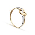 Anel em ouro bicolor 9 kt com coração entrelazado