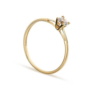 Anillo solitario de oro amarillo 9 KT y circonita