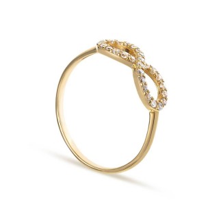 Anel em ouro amarelo 9 kt com infinito e zircónia