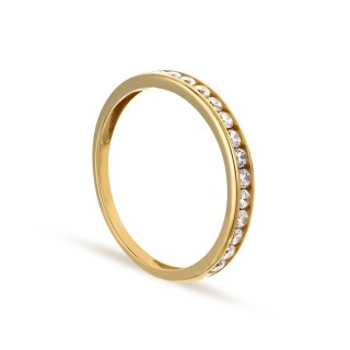 Media alianza de oro amarillo 9 KT con circonitas