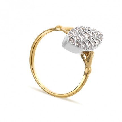 Anillo de oro amarillo 9 KT oval con circonita