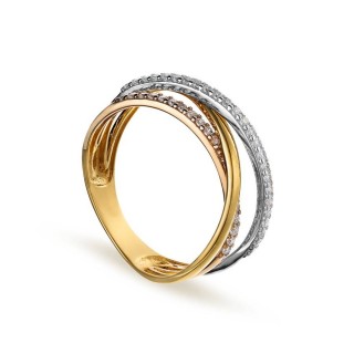 Anel em ouro tricolor 9 kt triple