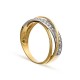 Anillo de oro bicolor 9 KT con circonita y rodio