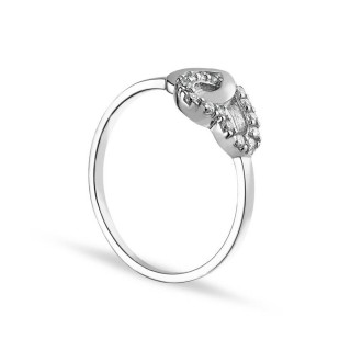 Anillo de plata corazón entrelazados circonita