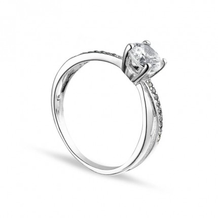 Anillo de plata centro cruzada circonita 6MM 12