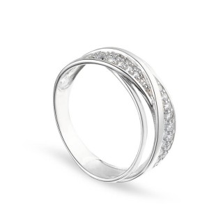 Anillo de plata tiras cruzadas circonita