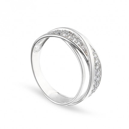 Anillo de plata tiras cruzadas circonita