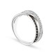 Anillo rodiado plata 1a ley y circonitas blanco y negro, con finals líneas