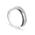 Anillo rodiado plata 1a ley y circonitas blanco y negro, con finals líneas