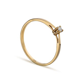 Anillo de oro amarillo 18K de compromiso con diamante 0,04CT