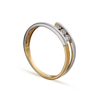 Anillo diamante de oro bicolor 18K 0,018CT