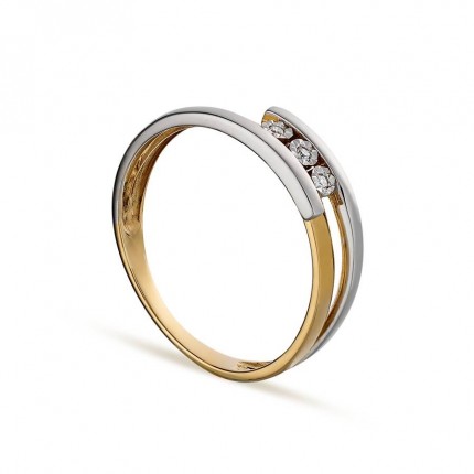 Anel em ouro amarelo 18K com diamante bicolor de 0,018ct