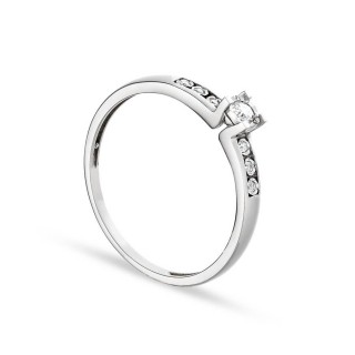 Anel em ouro branco 18K diamante de 0.076 ct