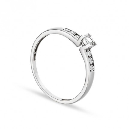 Anel em ouro branco 18K diamante de 0.076 ct