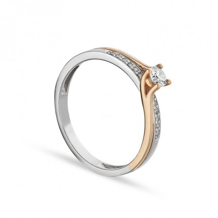 Anel em ouro rosa 18K com diamante de 0.22ct