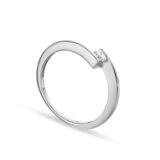 Anillo de oro blanco 18K de compromiso diamante 0.14CT