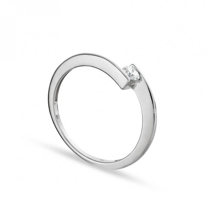 Anillo de oro blanco 18K de compromiso diamante 0.14CT