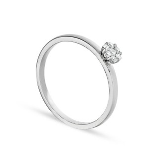 Anel em ouro branco 18K roseton 7 diamantes 0.10CT