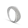 Anel em ouro branco 18K cruzado com diamante 0.10CT
