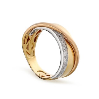 Anillo de oro tricolor diamante 18K 0.07CT