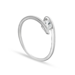 solitário em prata com zircónia 4MM