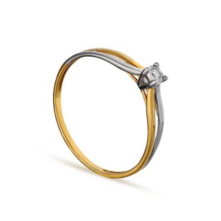 Anillo de oro amarillo 9K bicolor con diamante