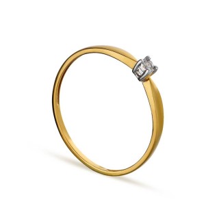 Anel em ouro amarelo 9K entrelaçado diamante 0.001CT