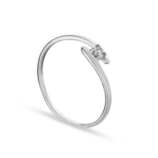 Anel em ouro branco 9K invisível com diamante 0.01CT