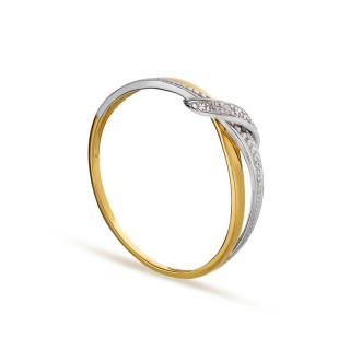 Anillo de oro 9K doble bicolor con diamante O.01CT