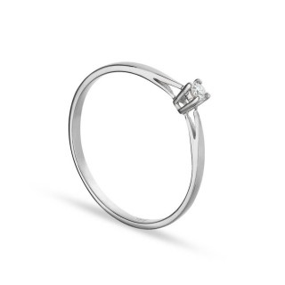 Anel em ouro branco 9K com diamante 0.04CT
