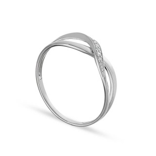 Anel em ouro branco 9K laço com diamante 0.005CT