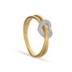 Anel em ouro bicolor 9K coração diamante 0.01CT