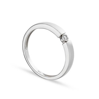 Anillo de oro blanco 9K invisible con diamante 0.02CT