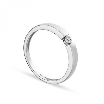 Anel em ouro branco 9K invisível com diamante 0.02CT