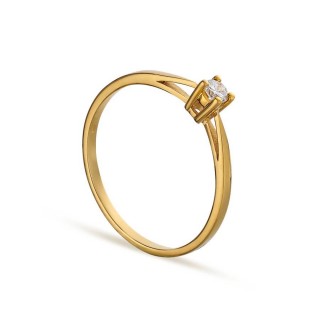Anillo de oro amarillo 9K con diamante 0.08CT